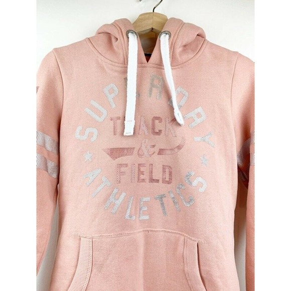 Superdry Womens Track And Field Hoodie Pink 6 - Picture 5 of 12